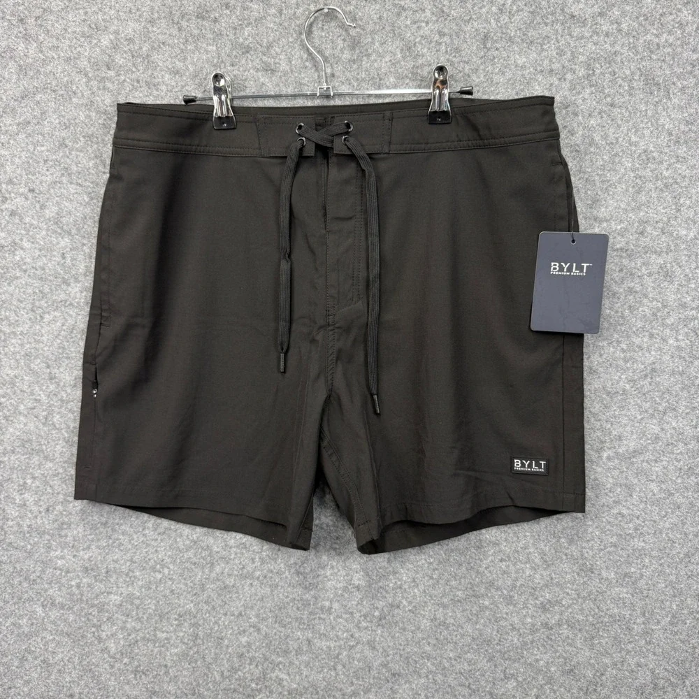 BYLT‎ Premium Basics Coast Board Shorts Mens 34 Black PCF_SHO_BLK_34 Swim Trunks